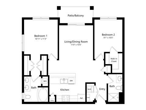 A black and white image of a house floor plan.